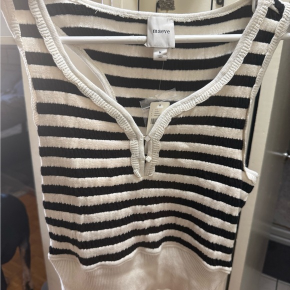 Anthropologie Black and Cream Striped Knit Top - Picture 4 of 5